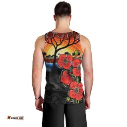 ANZAC Day Australia Poppy Flower Men Tank Top Aboriginal Style