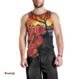 ANZAC Day Australia Poppy Flower Men Tank Top Aboriginal Style