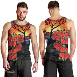 ANZAC Day Australia Poppy Flower Men Tank Top Aboriginal Style