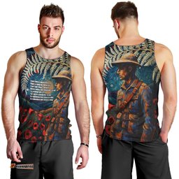 New Zealand Soldier ANZAC Day Men Tank Top Silver Fern Starry Night Style