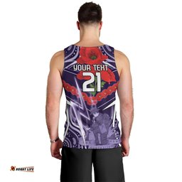Custom Storm Rugby ANZAC Men Tank Top Melbourne Gallipoli Soldier With Aboriginal Art