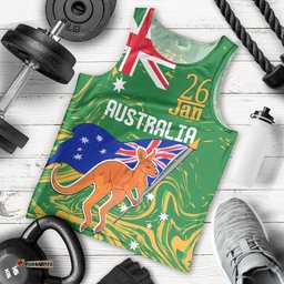 Proud To Be Australia Day Men Tank Top Kangaroo with National Color