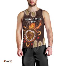 Personalised NAIDOC Week 2024 Men Tank Top Aussie Map With Aboriginal