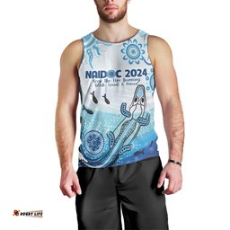 Personalised Keep the Fire Burning NAIDOC 2024 Men Tank Top Aboriginal Dot with Crocodile