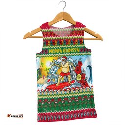 Amazing Aussie Australia Christmas Custom Surfing Santa Men Tank Top