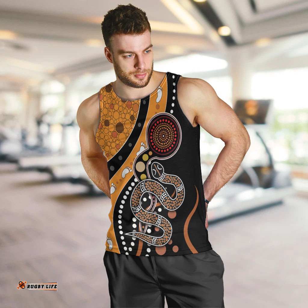 Aboriginal Snake Pattern Dot Art Men Tank Top TS04