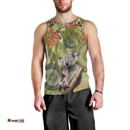 Aboriginal Koala Art Painting With Gum Blossom Men Tank Top