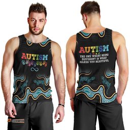 Australia Autism Awareness 4 April Aboriginal Lizard Men Tank Top