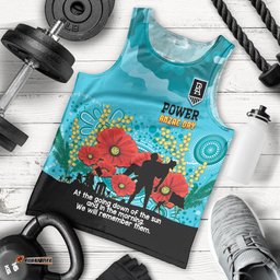 Custom Port Adelaide Football ANZAC Men Tank Top Gallipoli Camouflage With Poppies