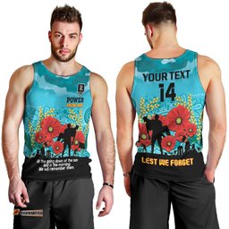 Custom Port Adelaide Football ANZAC Men Tank Top Gallipoli Camouflage With Poppies