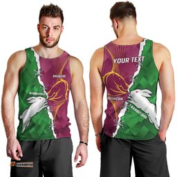 Personalised Broncos And Rabbitohs Men Tank Top 2024 Together Dynamic Style
