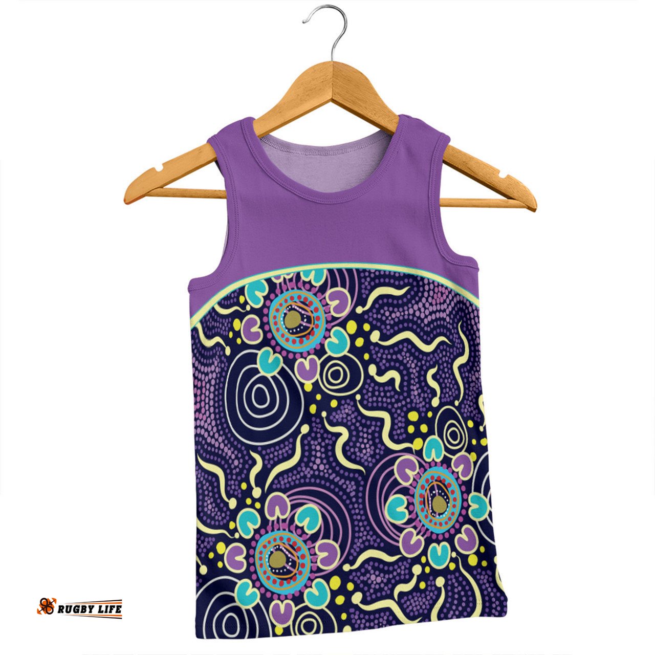 Amazing Aussie Australia Aboriginal Custom Purple Painting With Aboriginal Inspired Dot Men Tank Top