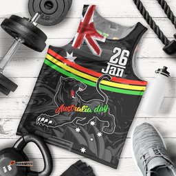 Personalised NRL Panthers Australia Day Men Tank Top Proud Of Our Boys Black