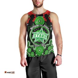Melbourne Stars ANZAC 2024 Men Tank Top Lest We Forget Poppy Mix Camouflage