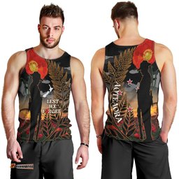 New Zealand ANZAC Day Men Tank Top Lest We Forget Silver Fern With Camouflage