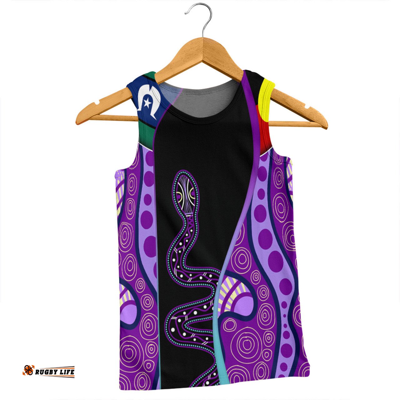 Amazing Aussie Australia Aboriginal Custom Purple Indigenous Rainbow Serpent Inspired Men Tank Top