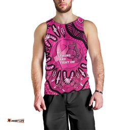 Personalised Australia Breast Cancer Men Tank Top Pink Boxing Ribbon Be Strong And Fight On