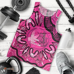 Personalised Australia Breast Cancer Men Tank Top Pink Boxing Ribbon Be Strong And Fight On