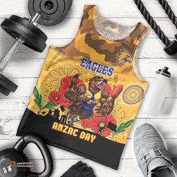 Custom Eagles Football ANZAC Men Tank Top Gallipoli Camouflage With Poppies