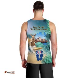 Australia Day 2024 Men Tank Top Kangaroo Go Surfing Aussie Map Tropical Style