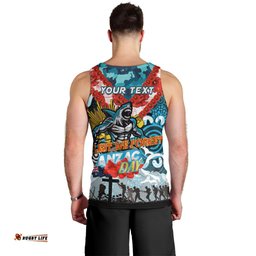Personalised Sharks ANZAC Day Men Tank Top Aboriginal Rising Sun