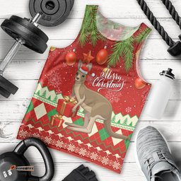 Australia Christmas Men Tank Top Aussie Kangaroo Santa Merry Xmas