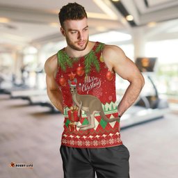 Australia Christmas Men Tank Top Aussie Kangaroo Santa Merry Xmas