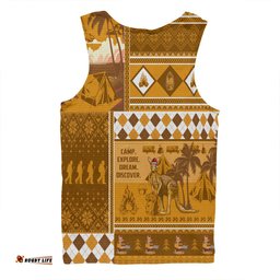 Amazing Aussie Australia Camping Christmas Xmas Camping With Kangaroo Vintage Men Tank Top