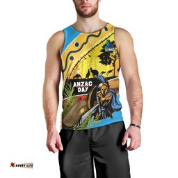 Titans Rugby ANZAC Day Men Tank Top GLD Mascot Rosemary Starry Night