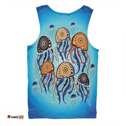 Amazing Aussie Australia Dot Painting Inspired Aboriginal Jellyfish Art In Aboriginal Dot Style Men Tank Top
