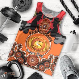 Perth Scorchers ANZAC 2024 Men Tank Top Lest We Forget Poppy Mix Camouflage