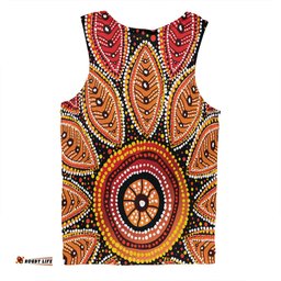 Amazing Aussie Australia Aboriginal Beautiful Dotted Leaves Aboriginal Art Background Men Tank Top