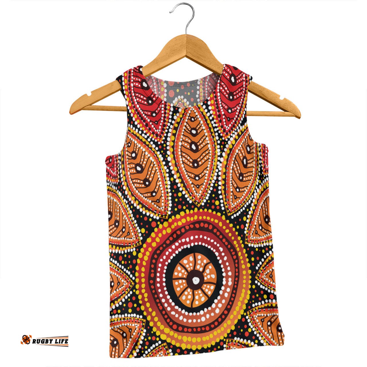 Amazing Aussie Australia Aboriginal Beautiful Dotted Leaves Aboriginal Art Background Men Tank Top
