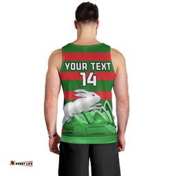 Custom Australia Day Rabbitohs Men Tank Top NRL 2024 Sydney Opera House With Map