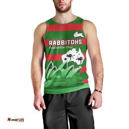 Custom Australia Day Rabbitohs Men Tank Top NRL 2024 Sydney Opera House With Map
