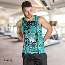 Custom Brisbane Heat Cricket Men Tank Top Happy Australia Day Aboriginal Art