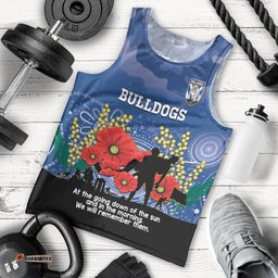 Custom Bulldogs Football ANZAC Men Tank Top Gallipoli Camouflage With Poppies