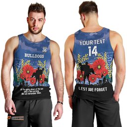 Custom Bulldogs Football ANZAC Men Tank Top Gallipoli Camouflage With Poppies