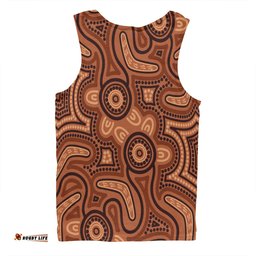 Amazing Aussie Australia Dot Painting Inspired Aboriginal Brown Aboriginal Australian Art With Boomerang Men Tank Top