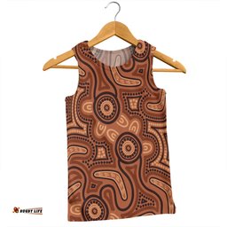 Amazing Aussie Australia Dot Painting Inspired Aboriginal Brown Aboriginal Australian Art With Boomerang Men Tank Top