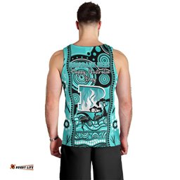 Brisbane Heat Cricket Men Tank Top Happy Australia Day Aboriginal Art