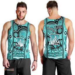Brisbane Heat Cricket Men Tank Top Happy Australia Day Aboriginal Art