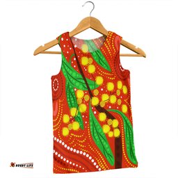 Amazing Aussie Australia Aboriginal Aboriginal Dot Art Of Australian Yellow Wattle Painting Men Tank Top