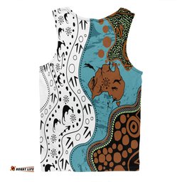Amazing Aussie Australia Aboriginal Custom Aussie Indigenous Hunting Season With Kangaroo Dot Art Men Tank Top