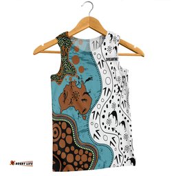Amazing Aussie Australia Aboriginal Custom Aussie Indigenous Hunting Season With Kangaroo Dot Art Men Tank Top