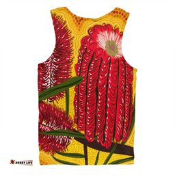 Amazing Aussie Australia Aboriginal Aboriginal Dot Art Of Australian Native Banksia Flower Men Tank Top