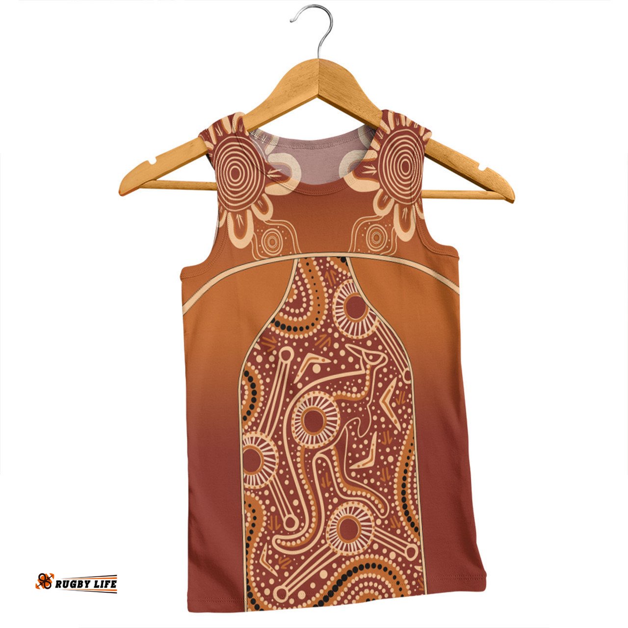 Amazing Aussie Australia Aboriginal Custom Brown Kangaroo In Aboriginal Dot Art Men Tank Top