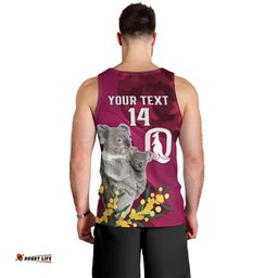 Custom QLD Maroons ANZAC Day Men Tank Top Australian Koala Mix Camouflage