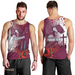 Custom Sea Eagle Rugby ANZAC Men Tank Top The Military Soldiers with Red Poppy