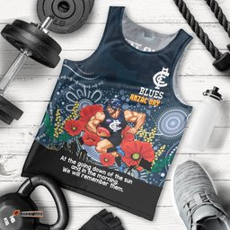 Custom Blues Football ANZAC Men Tank Top Gallipoli Camouflage With Poppies